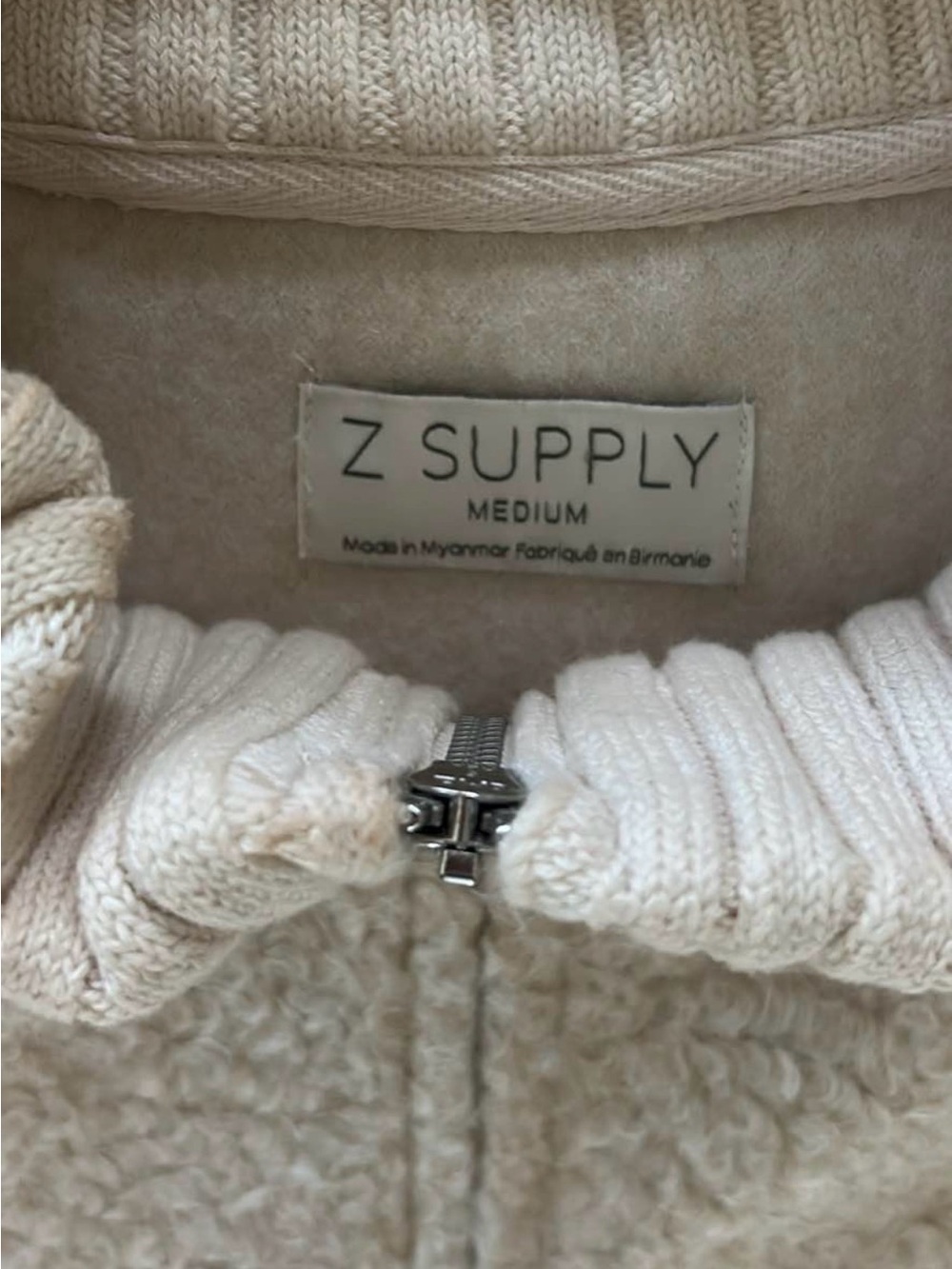 Z Supply Women’s Cream Sherpa Zip Jacket - Picture 4 of 11